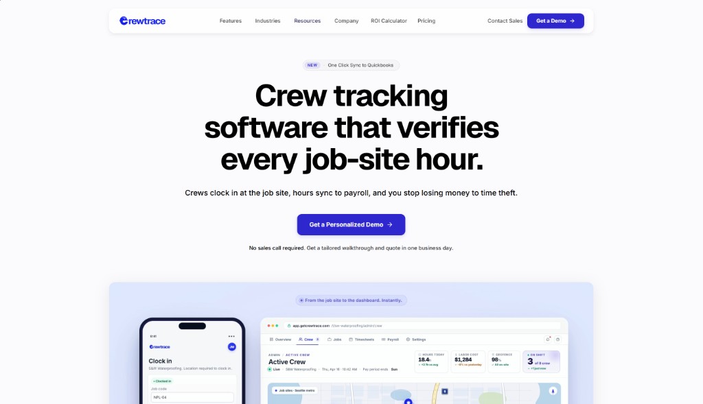 Crewtrace website screenshot