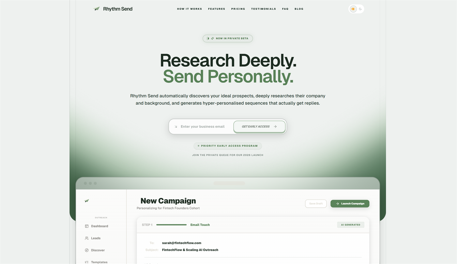 Rhythm Send website hero